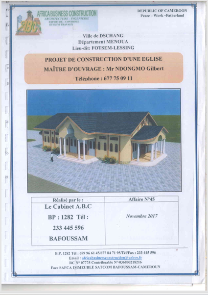 Projet de Construction de la Paroisse de l'Eglise Catholique de Fotsem-Lessing - POSE DE LA CHARPENTE