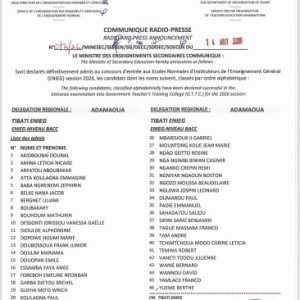 Résultats définitifs du Concours des ENIEG 2026