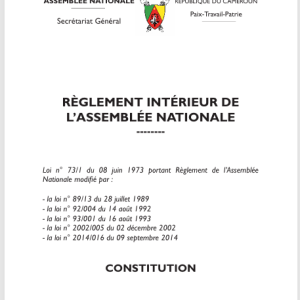 Règlement intérieur de l'Assemblée Nationale de la Republique du Cameroun